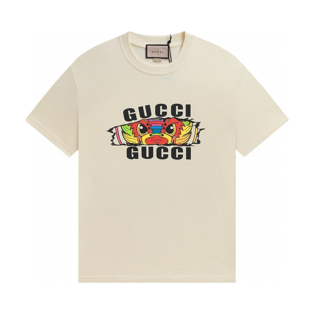 Gucci T-shirt Chest Kirin Head Pattern Print logo round Neck Short Sleeve25ss New Pure Cotton Unisex Style T T-shirt OS Loose Fit Base Shirt Half Sleeve T-Shirt Top Half Sleeve