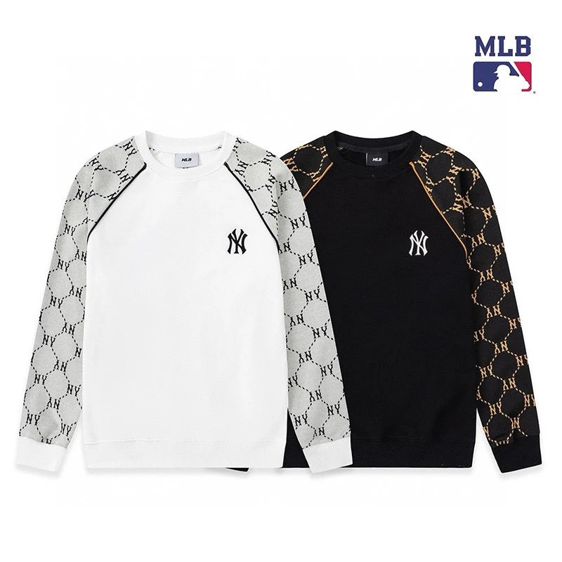 MLB Hoodie Top Version Counter Same Style Pure Cotton Crew Neck Pullover Sweatshirt Top Men and Women Same Style Casual