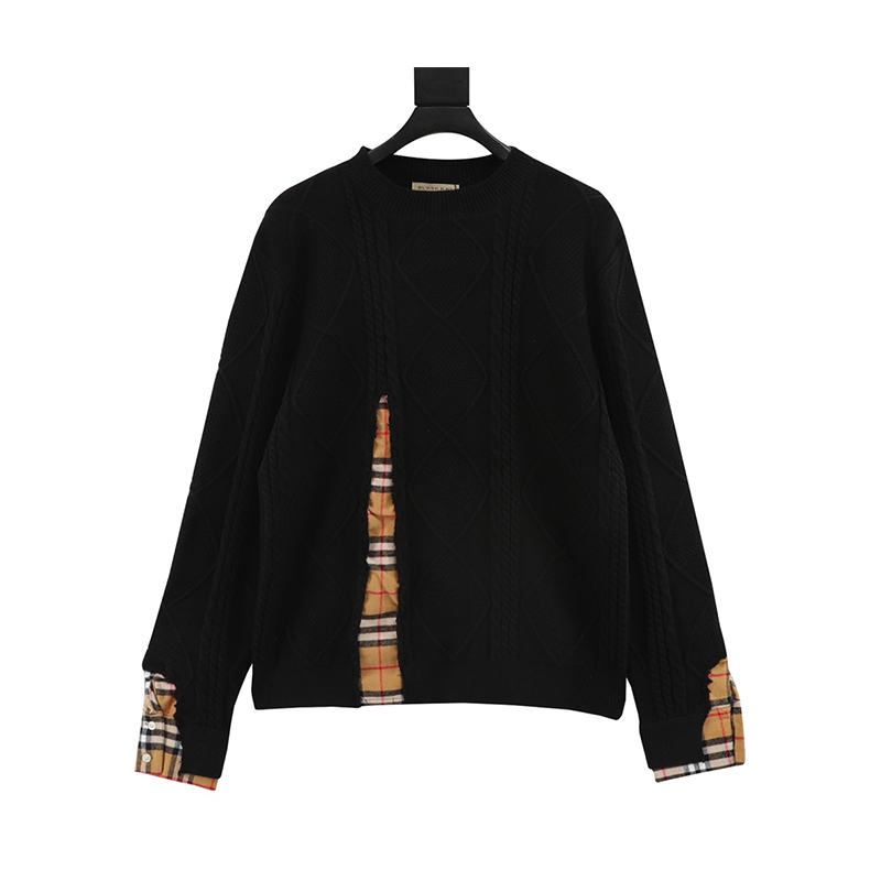 Burberry Sweater False Two-Piece Patchwork round Neck Sweater for Men and Women