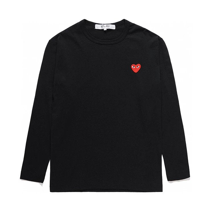 Rei Kawakubo Hoodie Top Version Classic Love Red Heart Black White round Neck Long Sleeve T T-shirt for Men and Women