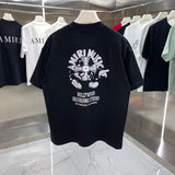 Amiri T-shirt Back Letter Pattern Print logo round Neck Short Sleeve25ss New Pure Cotton Unisex Style T Casual T-Shirt Base Layer Shirt OS Loose Fit Half Sleeve Top Plus Size