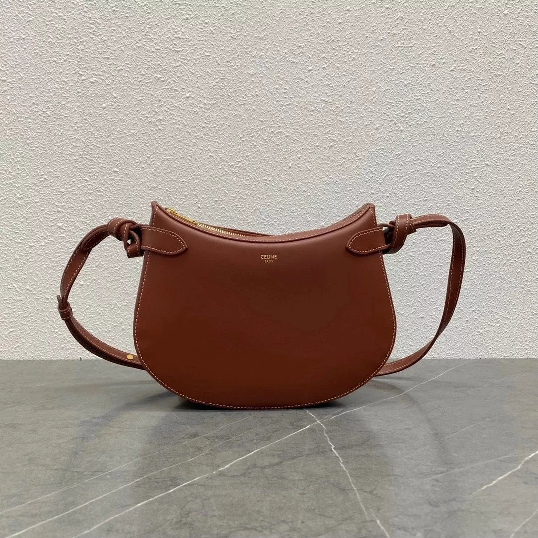 Celine women's bag Top version 【Super Original】C Home23New Vintage Saddle Bag Moon Bag Women's Crossbody Saddle Bag Cowhide Genuine Leather Bag Women's Bag Shoulder Bag Saddle Bag199823