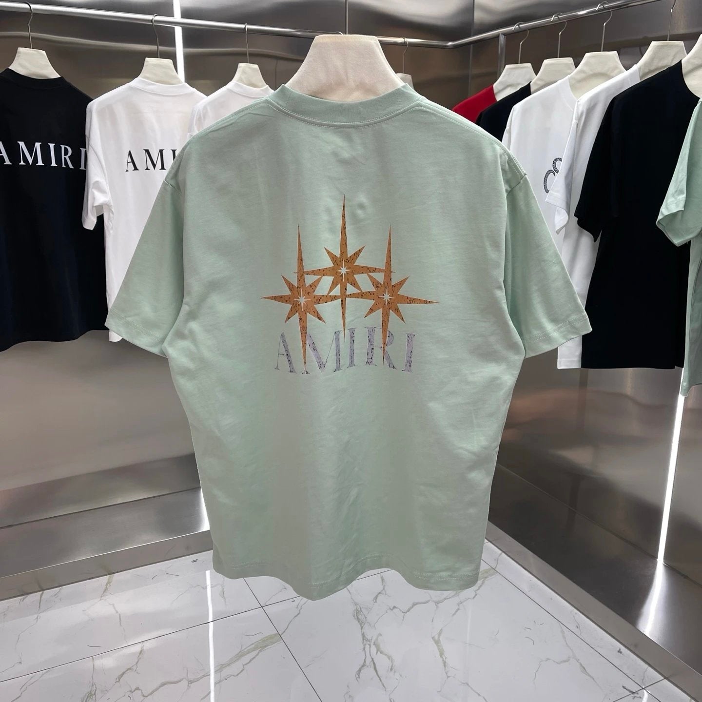 Amiri T-shirt Back Star Letters Printing logo round Neck Short Sleeve25ss New pure cotton T Unisex T-Shirt OS Loose Fit Base Shirt Top Half Sleeve T-Shirt