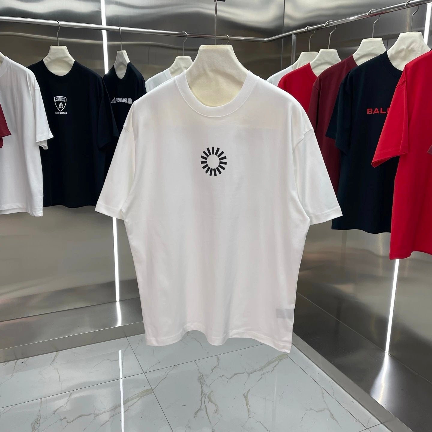 Balenciaga T-shirt 3D Silicone Back Cover logo round Neck Short Sleeve25ss New Pure Cotton Unisex Style T T-shirt OS Loose Fit Base Shirt Top Half Sleeve T-Shirt