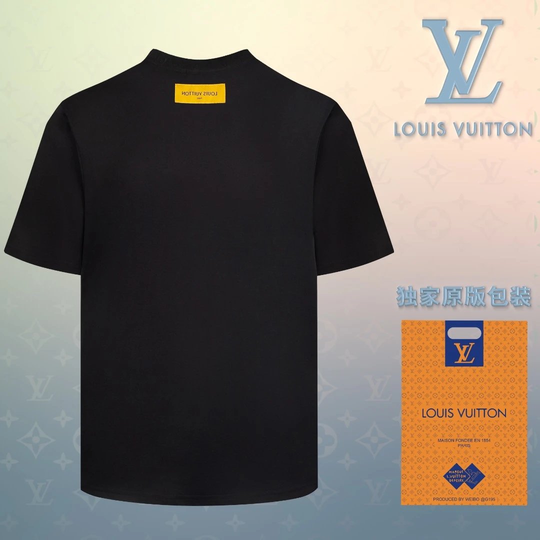 Louis Vuitton LV T-shirt 3D Chest LOGO Printed round Neck Short Sleeve25ss New Pure Cotton Unisex Style T T-shirt OS Loose Fit Base Shirt Short Sleeve Top T-Shirt