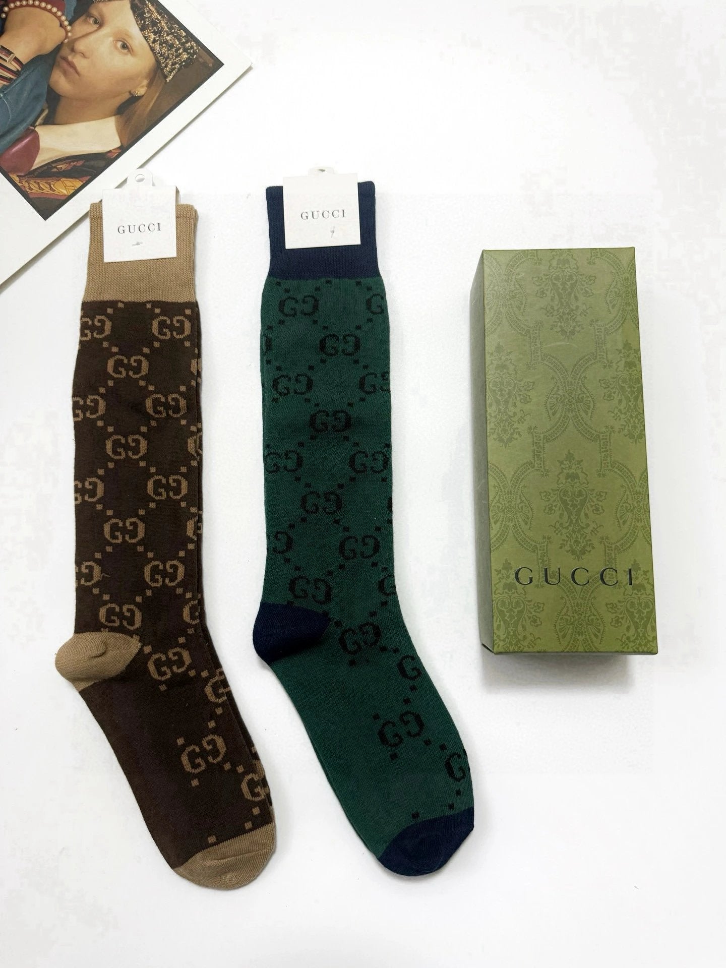 Gucci Sock 【a Box2Double】Double G Letters logo Breathable and Stylish Long Cotton Calf Socks25ss New Short Tube Cotton Socks Spring Summer Autumn Sports Casual Versatile Business Thin Deodorant Sweat-Absorbing