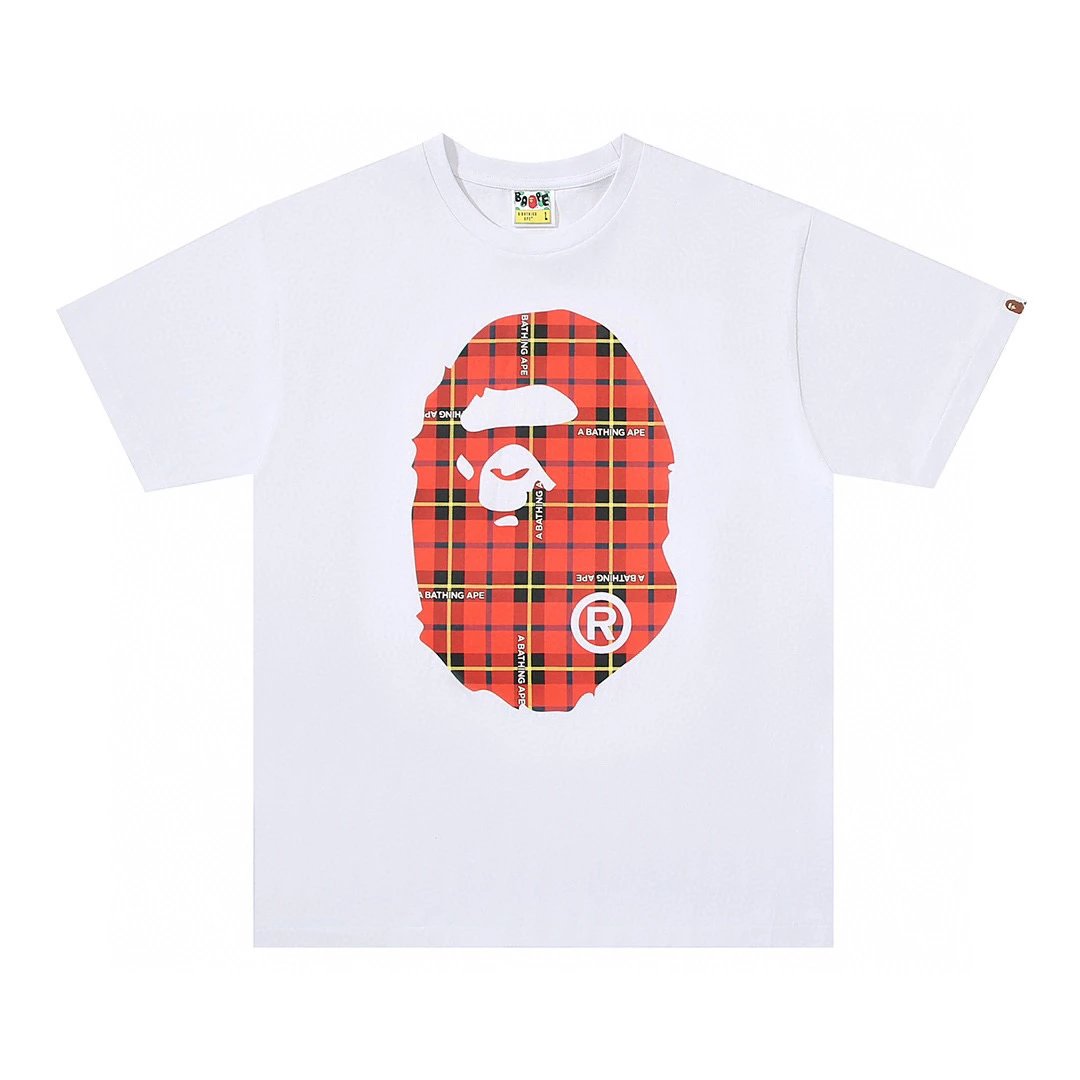 Bape T-shirt Top Version Fashion Brand Small Icon Embroidered Men's and Women's Short Sleeve T T-shirt Couple Cotton Printed round Neck Half Sleeve