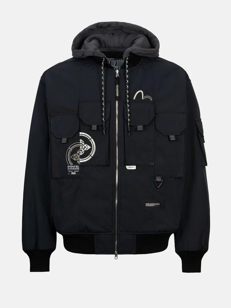 Evisu Jackets Top Version Men's Seagull Embroidered Cool Handsome Hooded Jacket Thickened Coat