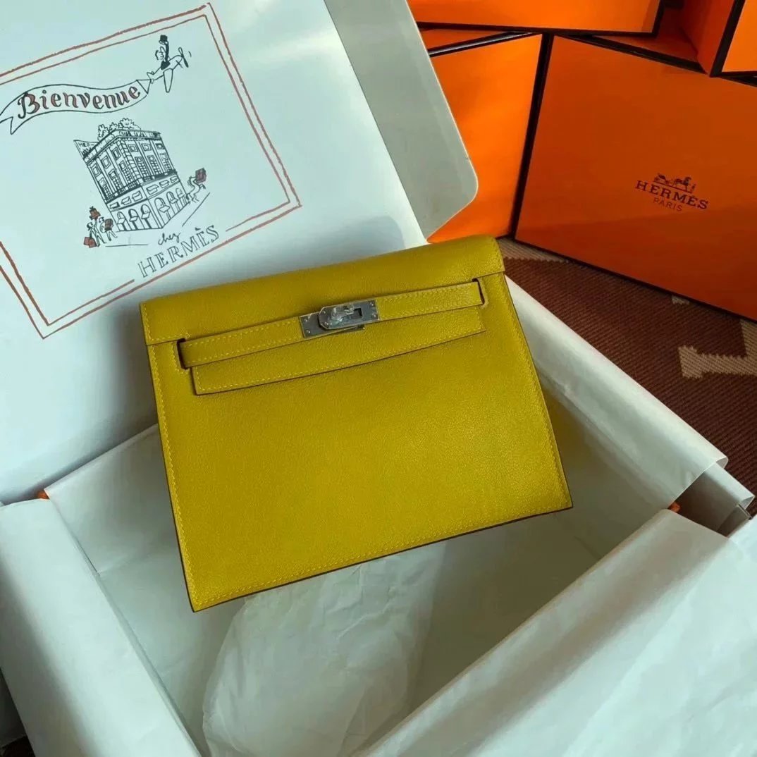 Hermes women's bag Top version 【H Handmade】Women's Bag KellyDanSe22cmevercolor Leather Imported Beeswax Thread Clutch Backpack Waist Bag Shoulder Messenger Bag Gold and Silver Buckle