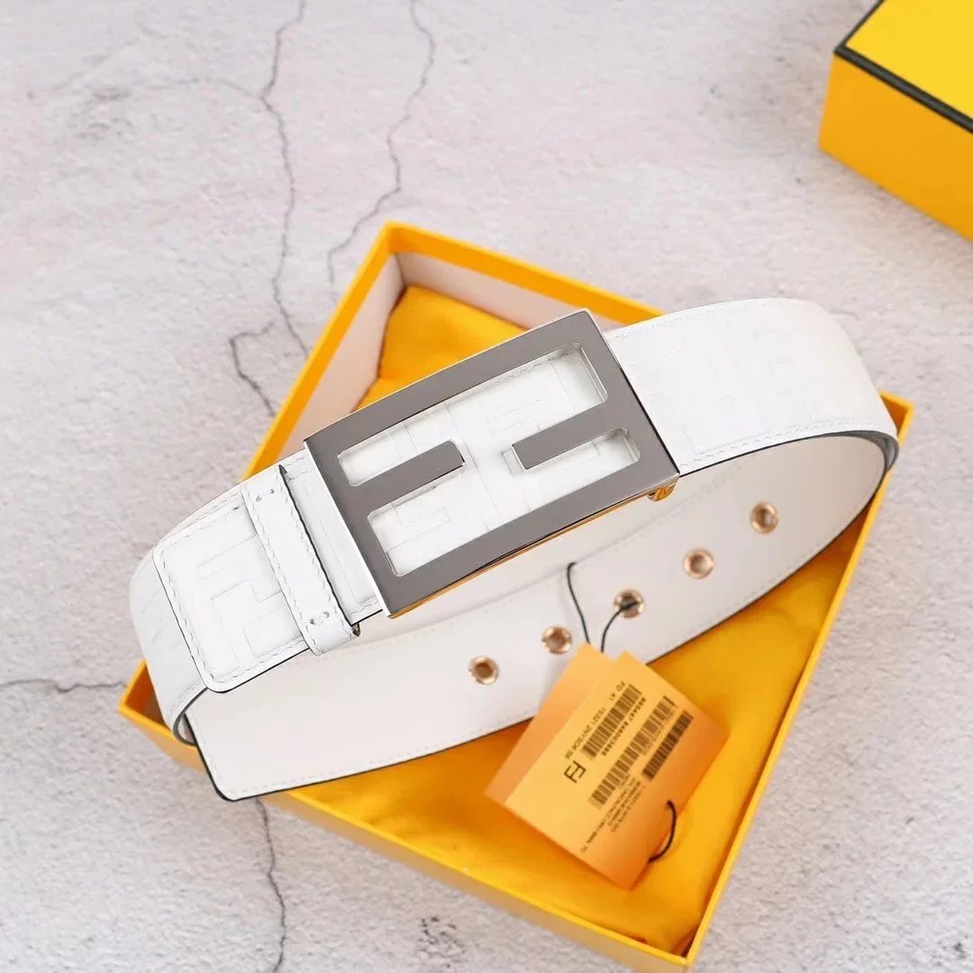 FENDI Belt Top version In Stock High Quality Genuine Leather Men's Belt Men's and Women's Business Casual All-Match Belt