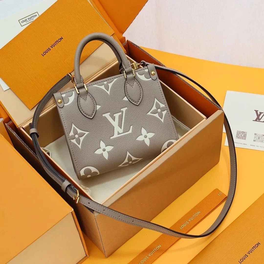 Louis Vuitton LV Women's Bag Top version 【2024New Duobao Leather】OnThegoBB Mini Handbag Women's Bag Tote Bag mini Small Tote Bag Women's Mini Portable Shoulder Messenger Bag tote Shopping Bag M46993M47054M46839