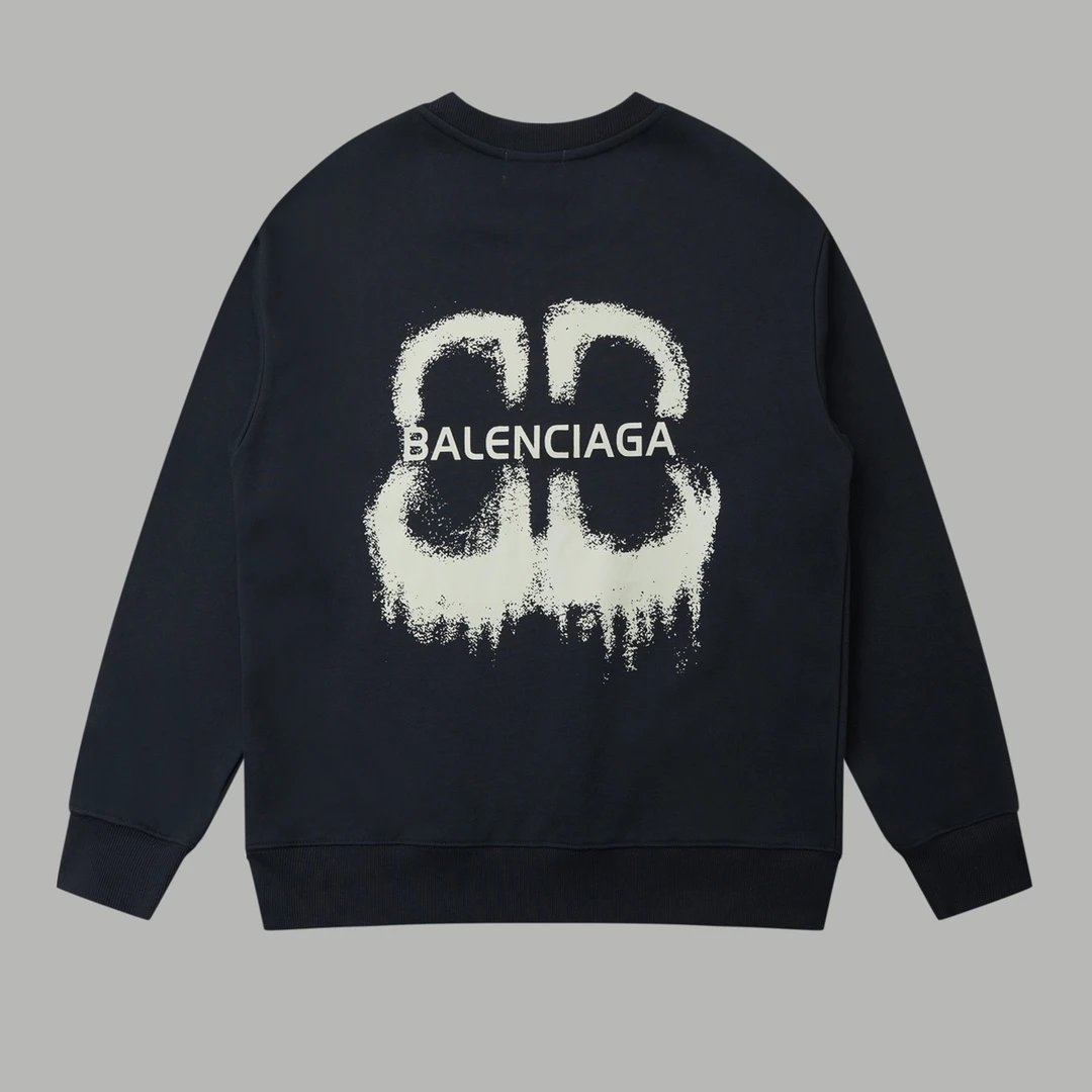 Balenciaga Hoodie Graffiti Letter Print Pullover Crewneck Sweatshirt Casual Loose Fit Pure Cotton Terry Sportswear os Unisex Fit Top24ss Autumn and Winter New Products