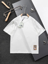 Burberry T-shirt Embroidered Patch at Hem logo round Neck Short Sleeve25ss New Pure Cotton Unisex Style T T-shirt OS Loose Fit Base Shirt Top Half Sleeve T-Shirt