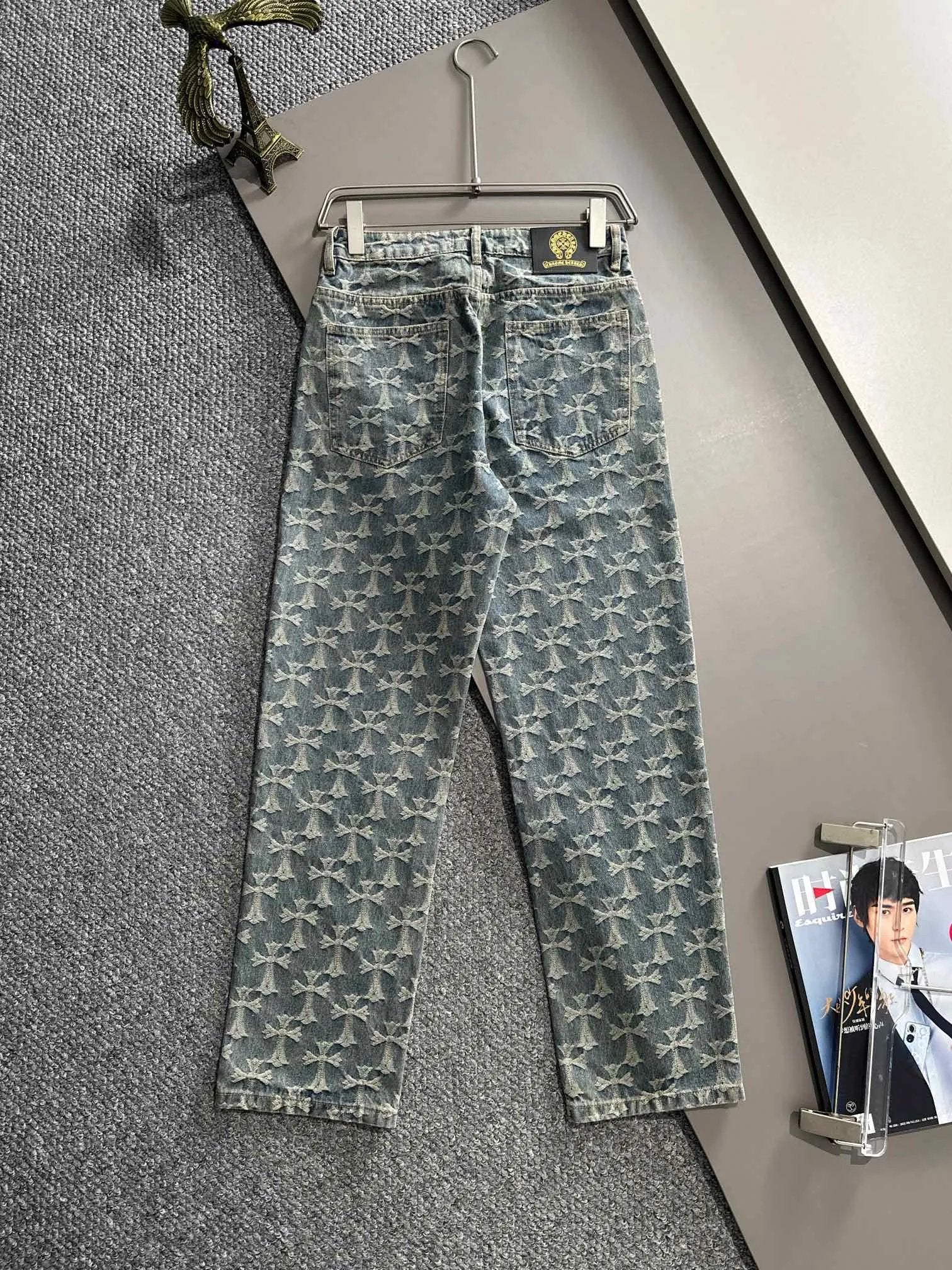 Chrome Hearts Jeans 25ss Spring Summer New Full Print Straight Leg Jeans Casual Wide Leg High Waist Unisex Loose Fit Long Pants
