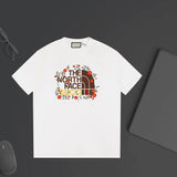 Gucci T-shirt North Face Collaboration Chest Letter with Flower Embellishment Print logo round Neck Short Sleeve25ss New Pure Cotton Unisex Style T T-shirt OS Loose Fit Base Shirt Top Half Sleeve T-Shirt