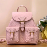 Louis Vuitton LV Backpack Top version 【Premium Version】24New Women's Bag m47106White m47072Black m47074Pink Full Leather Embossed Backpack Series backup Backpack Frog Small Backpack Cowhide Ladies Backpack Schoolbag
