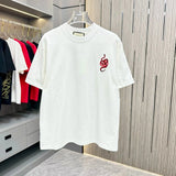 Gucci T-shirt Back Print and Chest Patch Embroidery Craft logo round Neck Short Sleeve25ss New pure cotton T Unisex T-Shirt OS Loose Fit Base Shirt Top Half Sleeve T-Shirt