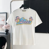 Gucci T-shirt Charmander Print on the Chest logo round Neck Short Sleeve25ss New Pure Cotton Unisex Style T Casual T-Shirt Base Layer Shirt OS Loose Fit Half Sleeve Top Plus Size