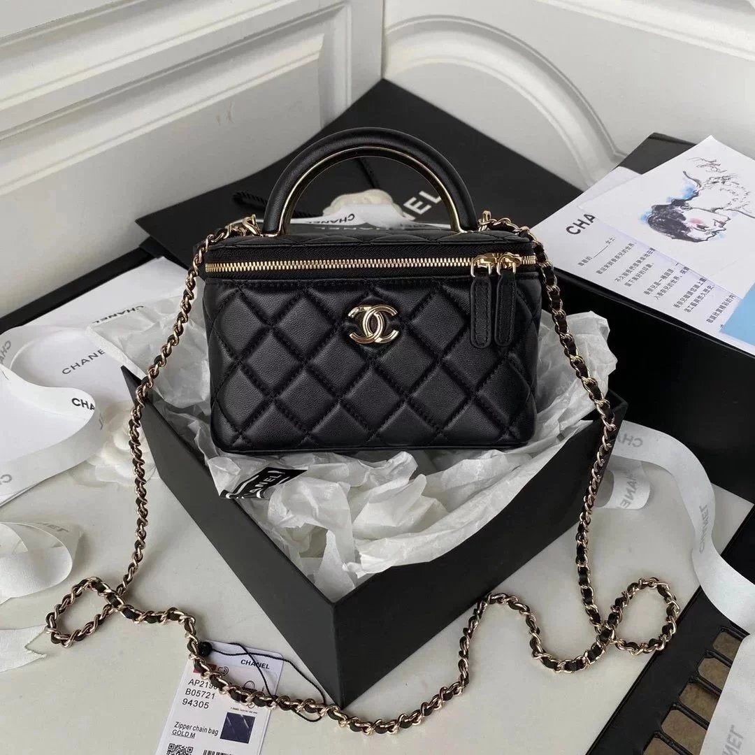 Chanel Women's Bag Top version 【**Original Leather】22A Early Autumn Handmade Workshop Series New Handle Long Box AP2846Women's Shoulder Messenger Bag with Mirror Cosmetic Bag Lipstick Pack Box Bag Handbag