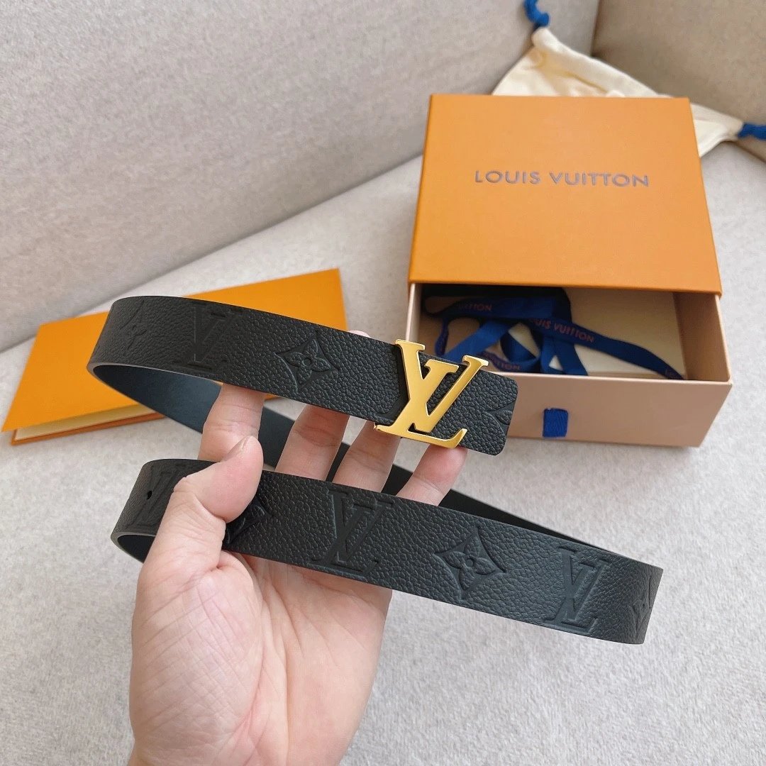 Louis Vuitton LV Belt Top version 【Counter Quality】Belt New Belt3.0cm Women's Belt Metal Buckle Women's Leather Belt with Classic Presbyopic Chessboard Grid Belt with Genuine Goods Packaging No Problem in and out of the Counter Versatile Casual Fashion Fo