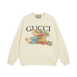 Gucci Hoodie Cartoon Print on the Chest logo Round Neck Sweatshirt Long Sleeve Base Shirt Jacket Top Fashion Unisex Sports Casual Loose Fit Versatile Autumn Winter New Arrival