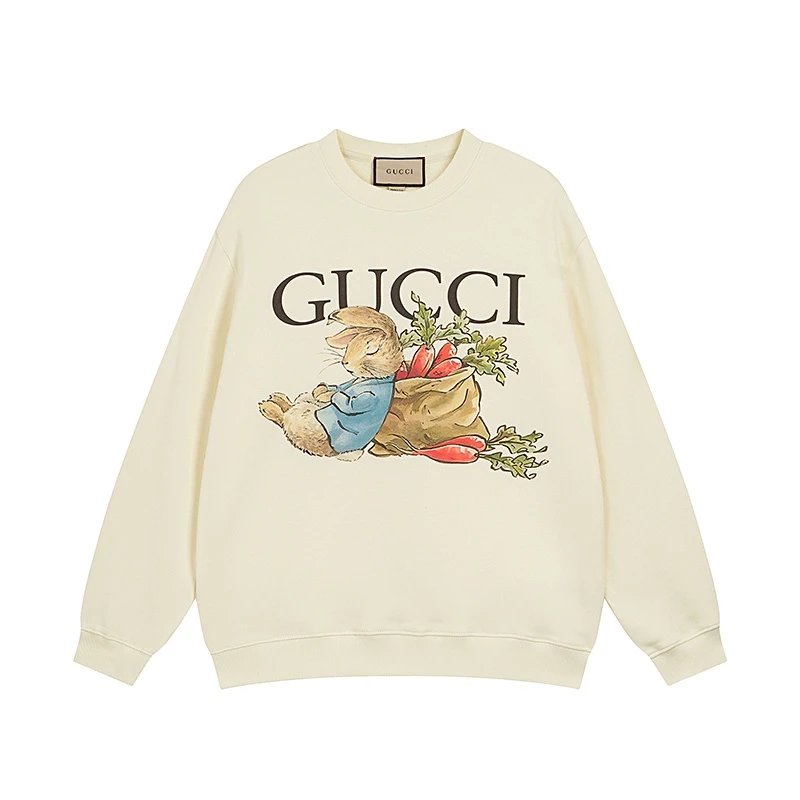 Gucci Hoodie Cartoon Print on the Chest logo Round Neck Sweatshirt Long Sleeve Base Shirt Jacket Top Fashion Unisex Sports Casual Loose Fit Versatile Autumn Winter New Arrival
