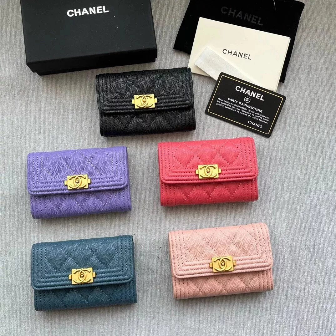 Chanel Wallet Top version Small leboy Small Card Holder Card Clamp Card Holder Coin Purse Wallet Short Wallet Cowhide Caviar Ball Pattern Lambskin Rhombic Pattern Retro Gilding with Retro Antique Silver Hardware Lady's Wallet Card Holder