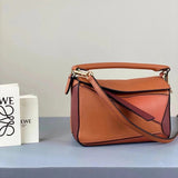 LOEWE Women's Bag Top version 【Level Surrogate Shopping】puzzle Geometric Bag Women's Bag mini18cm Mini Geometric Bag Crossbody Bag Small Size24cm Medium29cm Splicing Box Bag loewe Classic Geometric Crossbody Bag