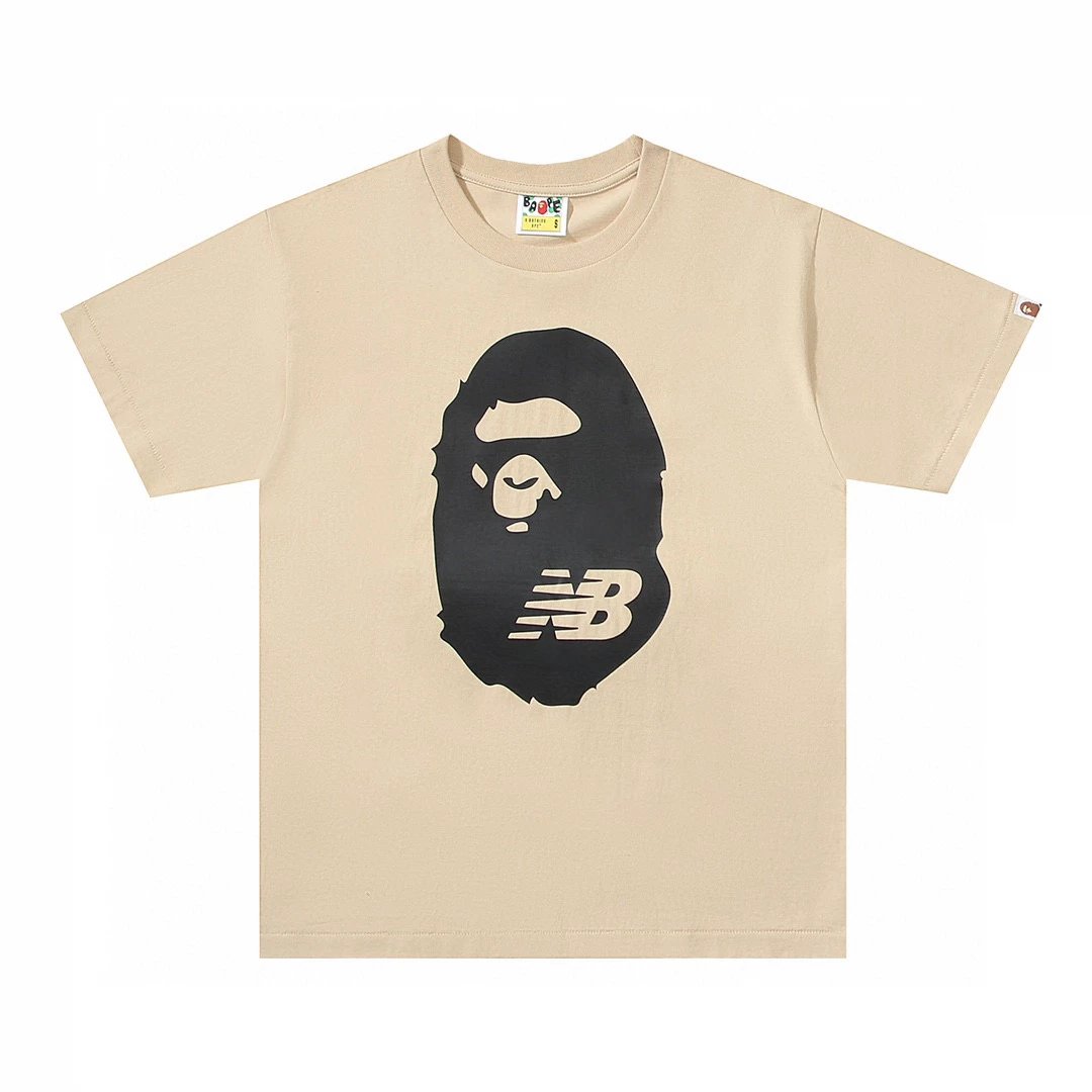 Bape T-shirt Top Version Fashion Brand Small Icon Embroidered Men's and Women's Short Sleeve T T-shirt Couple Cotton Printed round Neck Half Sleeve