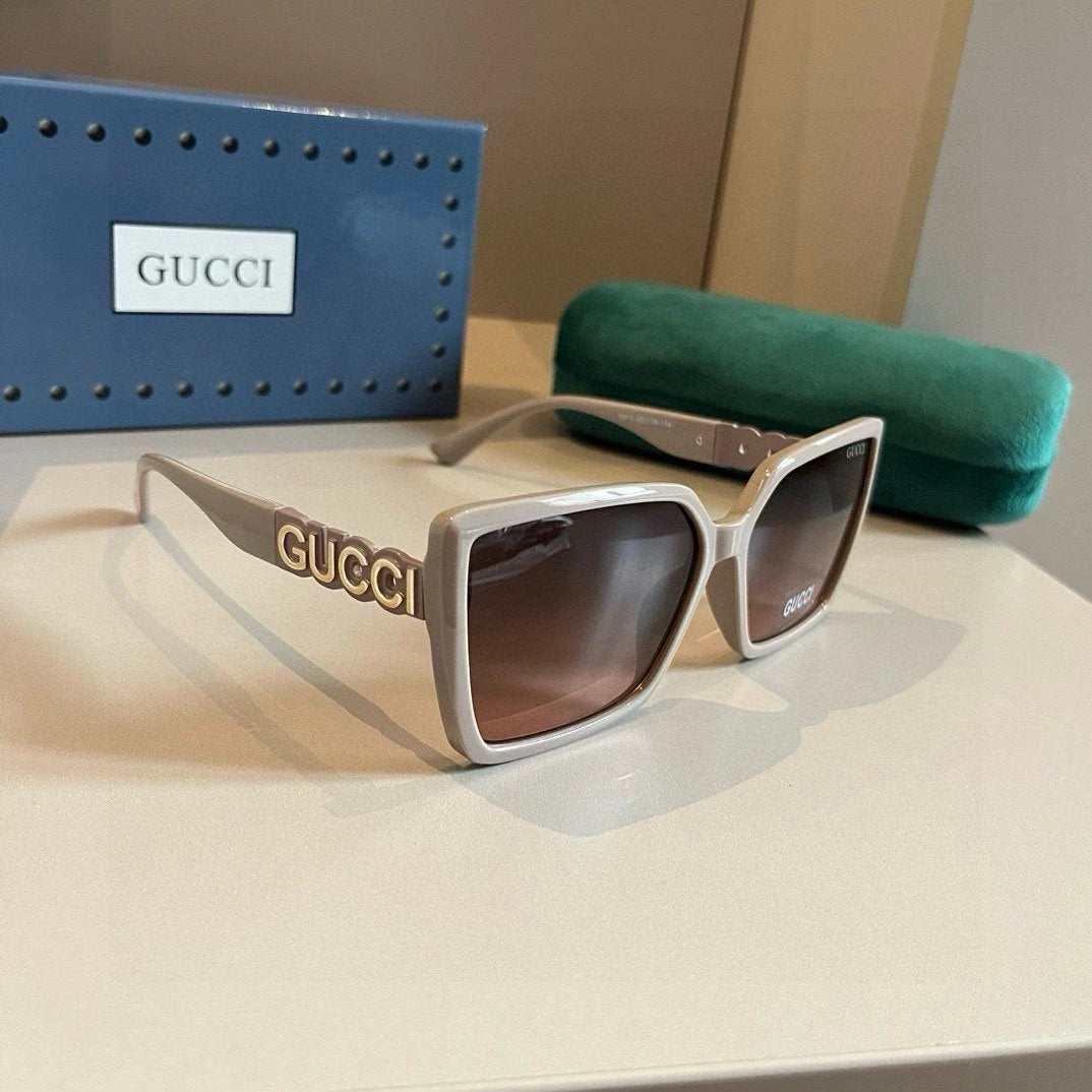Gucci Sunglasses Letter Gold Label Temple Sunglasses Slimming Non-Prescription Driving Beach Fishing Unisex Couple Style UV Protection25ss New Sports Casual Versatile