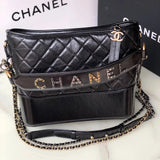 Chanel Women's Bag Top version 【Original Leather】Gabrielle Hobo Bag Letter Color Matching Large Shoulder Strap Diamond Plaid Original Leather Handbag Shoulder Bag Messenger Bag Hobo Bag Women's Bag