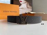 Louis Vuitton LV Belt Top version The Most New Belt4.0cm Men's Belt Metal Buckle Men's Leather Belt with Classic Chessboard Plaid Belt with Genuine Goods Packaging