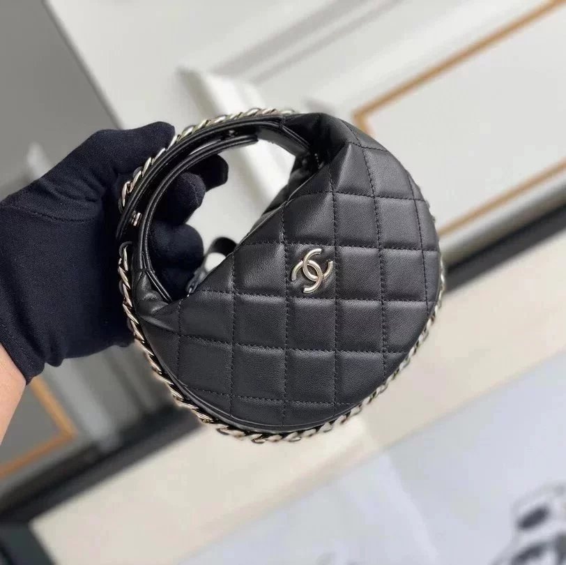 Chanel Women's Bag Top version 【Original Leather Highest Version】Bag2023New Hula Hoop Mini Clutch Small Waste Bag Handbag23c New Popular Women's Bag Clutch Wrist Bag Dinner Bag23B New Hula Hoop Bag Caviar Ball Grain Cowhide