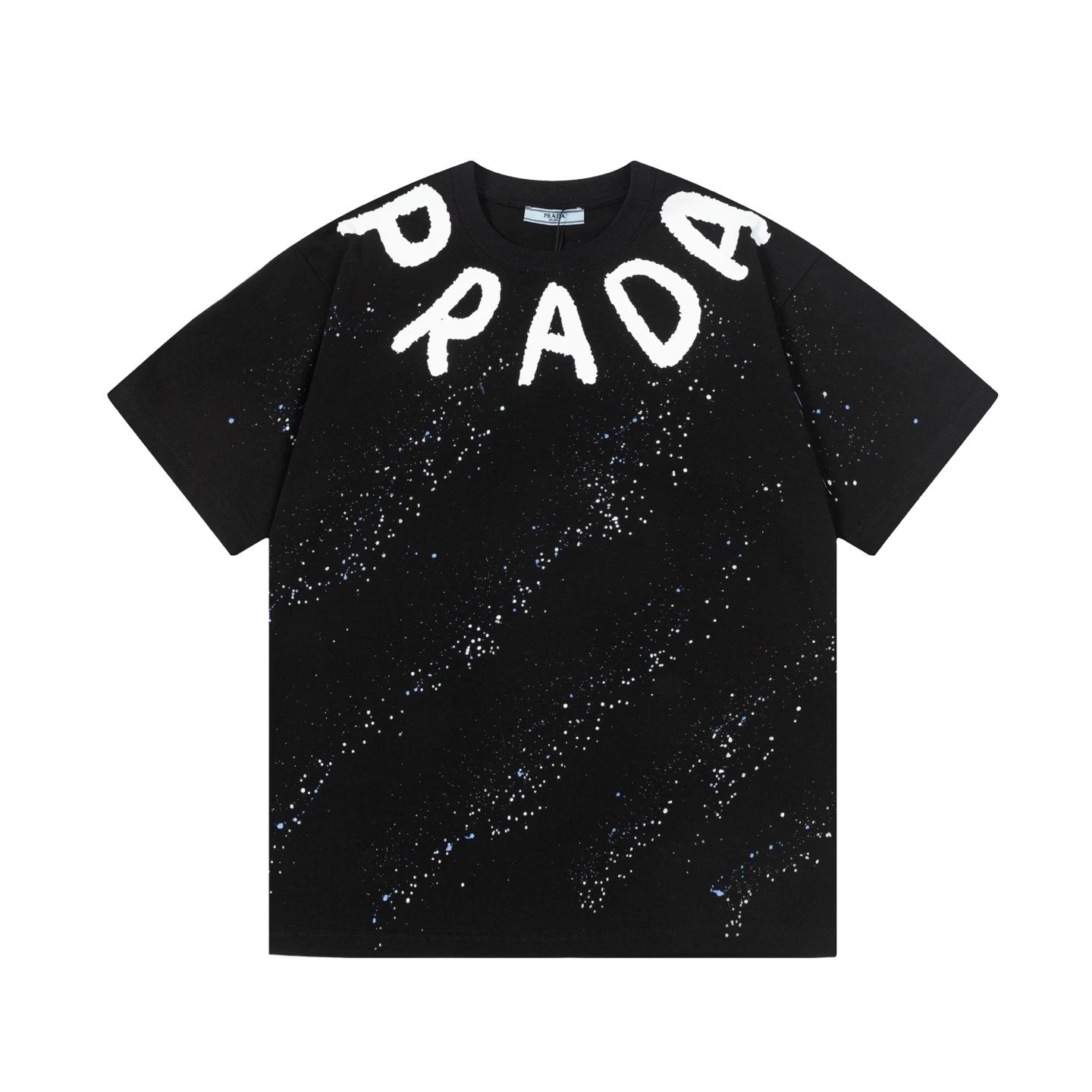 PRADA T-shirt Front Hand-Painted Letter Starry Sky Print logo round Neck Short Sleeve25ss New Pure Cotton Unisex Style T Casual T-Shirt Base Layer Shirt OS Loose Fit Half Sleeve Top Plus Size