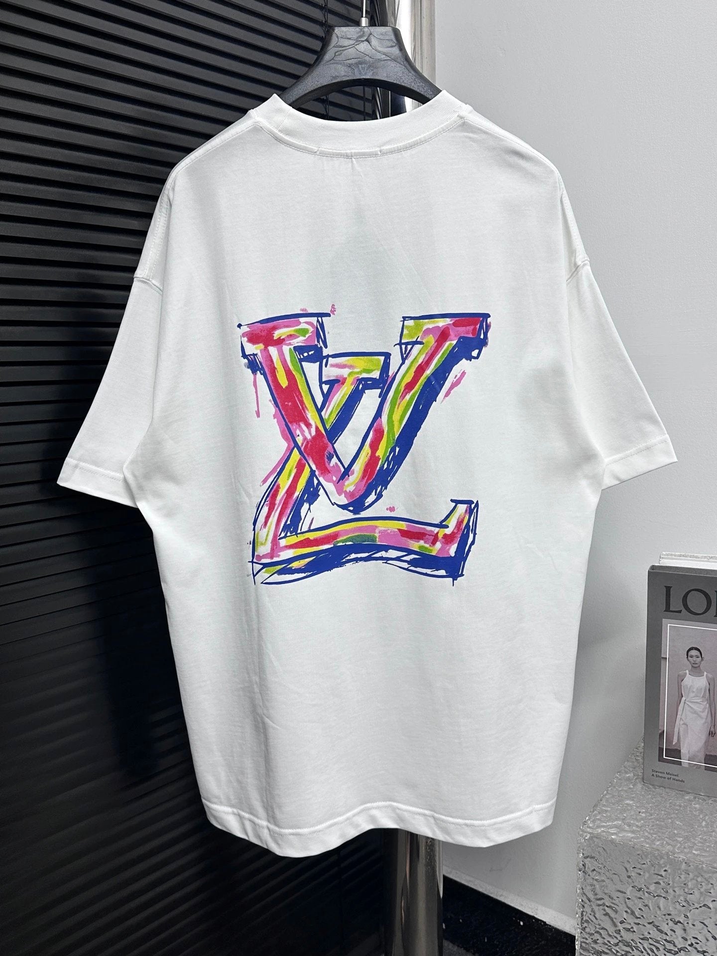 Louis Vuitton LV T-shirt Back Colorful Hand-painted Letter Print logo round Neck Short Sleeve25ss New Pure Cotton Unisex Style T T-shirt OS Loose Fit Base Shirt Half Sleeve T-Shirt Top Half Sleeve