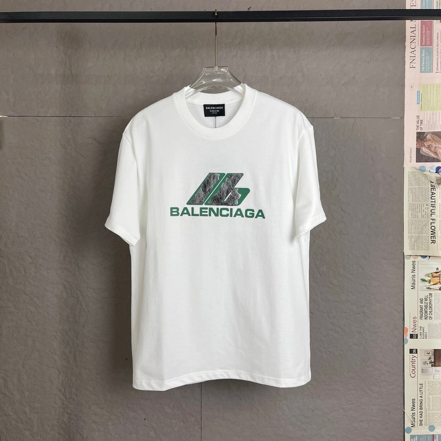 Balenciaga T-shirt 3D Chest Letter Pattern Glue logo round Neck Short Sleeve25ss New pure cotton T Unisex T-Shirt OS Loose Fit Base Shirt Top Half Sleeve T-Shirt