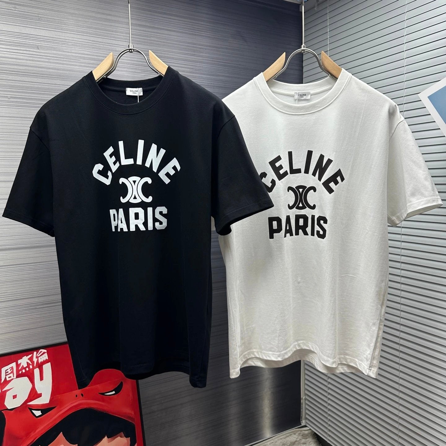 Celine T-shirt Chest Letter Print logo round Neck Short Sleeve25ss New Pure Cotton Unisex Style T T-shirt OS Loose Fit Base Shirt Top Half Sleeve T-Shirt