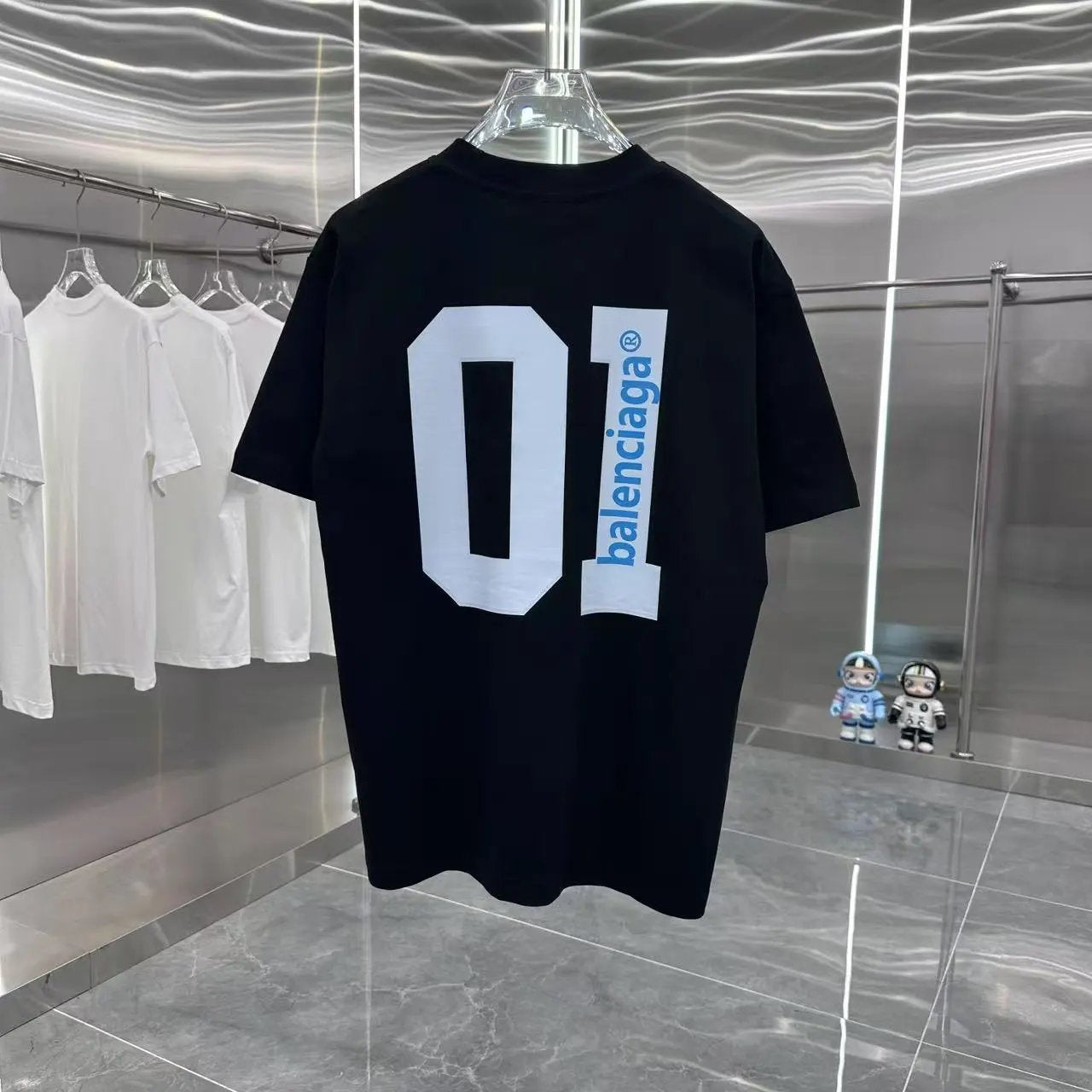 Balenciaga T-shirt Alphanumeric Characters Before and After01Printing logo round Neck Short Sleeve25ss New Pure Cotton Unisex Style T Casual T-Shirt Base Layer Shirt OS Loose Fit Half Sleeve Top Plus Size