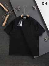 Dior T-shirt Chest Letter Patchwork Double Shoulder Floral Pattern Five-Pointed Star Embroidery logo round Neck Short Sleeve25ss New Pure Cotton Unisex Style T T-shirt OS Loose Fit Base Shirt Half Sleeve T-Shirt Top Half Sleeve