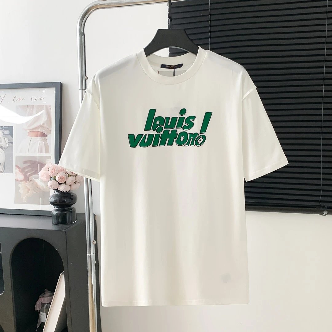 Louis Vuitton LV T-shirt Chest Print logo round Neck Short Sleeve25ss New pure cotton T Unisex T-Shirt OS Loose Fit Base Shirt Top Half Sleeve T-Shirt