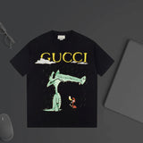 Gucci T-shirt Cartoon Crocodile Print on the Chest logo round Neck Short Sleeve25ss New pure cotton T Unisex T-Shirt OS Drop Shoulder Loose Fit Base Shirt Top T-Shirt Short Sleeve
