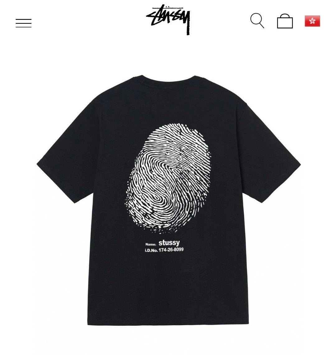 Stussy T-shirt Top Version Fingerprint Counter Same Pure Cotton Summer Men and Women Same Fashion Loose All-Matching2024New Short Sleeve T T-shirt