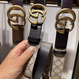 Gucci Belt Belt Classic Retro Distressed Double Men's and Women's Casual All-Matching Genuine Leather Belt