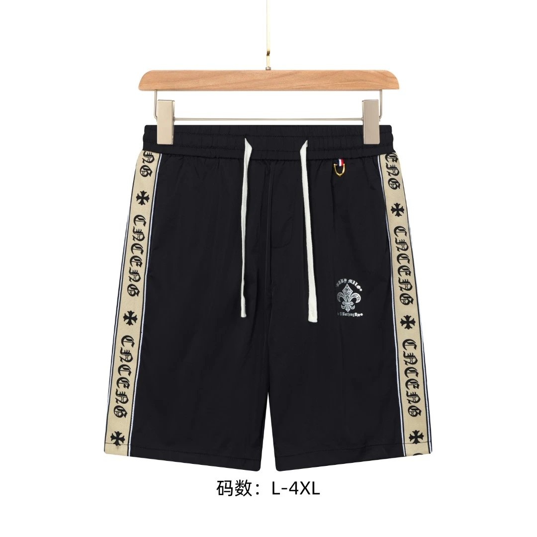 Chrome Hearts Shorts Double-sided Sanskrit Letter Ribbon logo Five-point Shorts25ss New Drawstring Casual Pants for Men and Women, Summer Style5Two-in-One Casual Sweatpants Pure Cotton Joggers