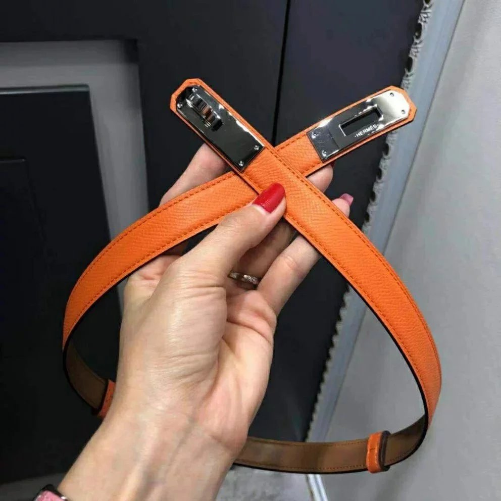 Hermes Belt Top version New Full Set Belt Women's First Layer Cowhide Leather Casual All-Matching Fashion Belt Kelly Women's Thin Belt