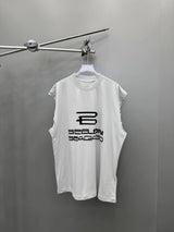 Balenciaga T-shirt AIgenerated New Sleeveless Short Sleeve Tank Top25ss New Pure Cotton Unisex Style T T-shirt OS Loose Fit Base Shirt Top Half Sleeve T-Shirt