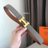 Hermes Belt Top version Men's Women's Belt Genuine Leather Double-Sided Belt Italy Imported First Layer Cowhide Leather Pure Original Leather Pure Steel Buckle h Home Pant Belt
