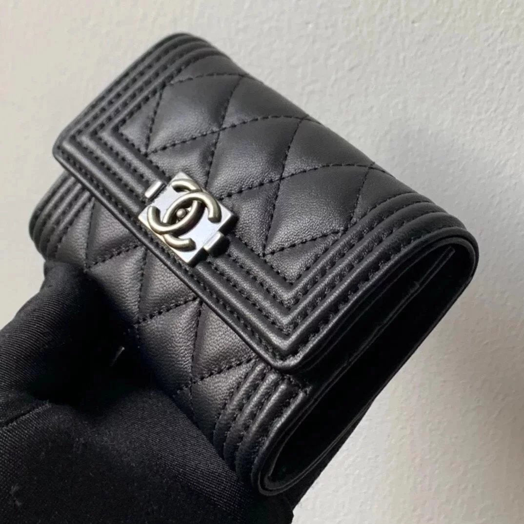 Chanel Wallet Top version Small leboy Small Card Holder Card Clamp Card Holder Coin Purse Wallet Short Wallet Cowhide Caviar Ball Pattern Lambskin Rhombic Pattern Retro Gilding with Retro Antique Silver Hardware Lady's Wallet Card Holder