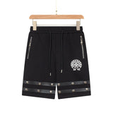 Chrome Hearts Shorts Front body with Sanskrit embroidery paired with metal button embellishments logo Five-point Shorts25ss New Drawstring Casual5Two-Piece Casual Sweatpants Summer Pants Unisex Pure Cotton Sweatpants