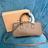 Miu Miu Bag Top version 【Original Leather】New Bowling Bag Miu Home Unique Style Matelasse Sheepskin Bag Small Size Large Size Hand-Held Pleated Sheepskin Leather Women's Bag Box Bag Travel Bag New Women's Bag Pillow Bag Bowling Bag5BB1845BB142